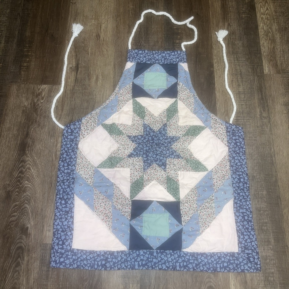 Quilted Kitchen Apron Blue Color Adult